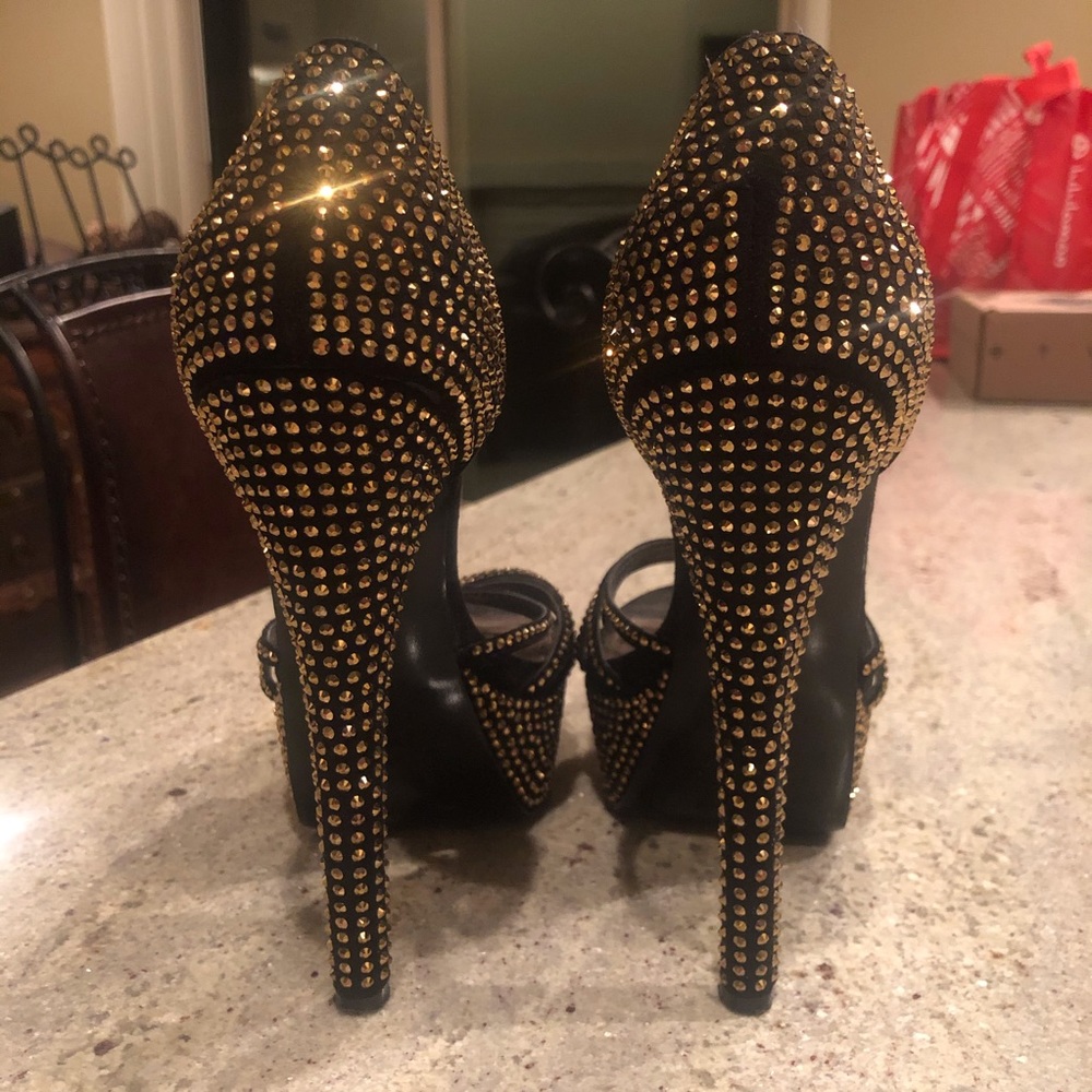 Steve Madden gold jeweled high heels